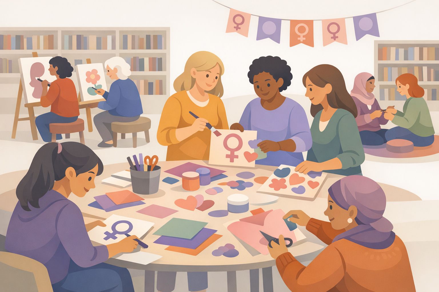 Creatieve workshop rondom Internationale Vrouwendag in bibliotheek AanZet Nieuw-Lekkerland